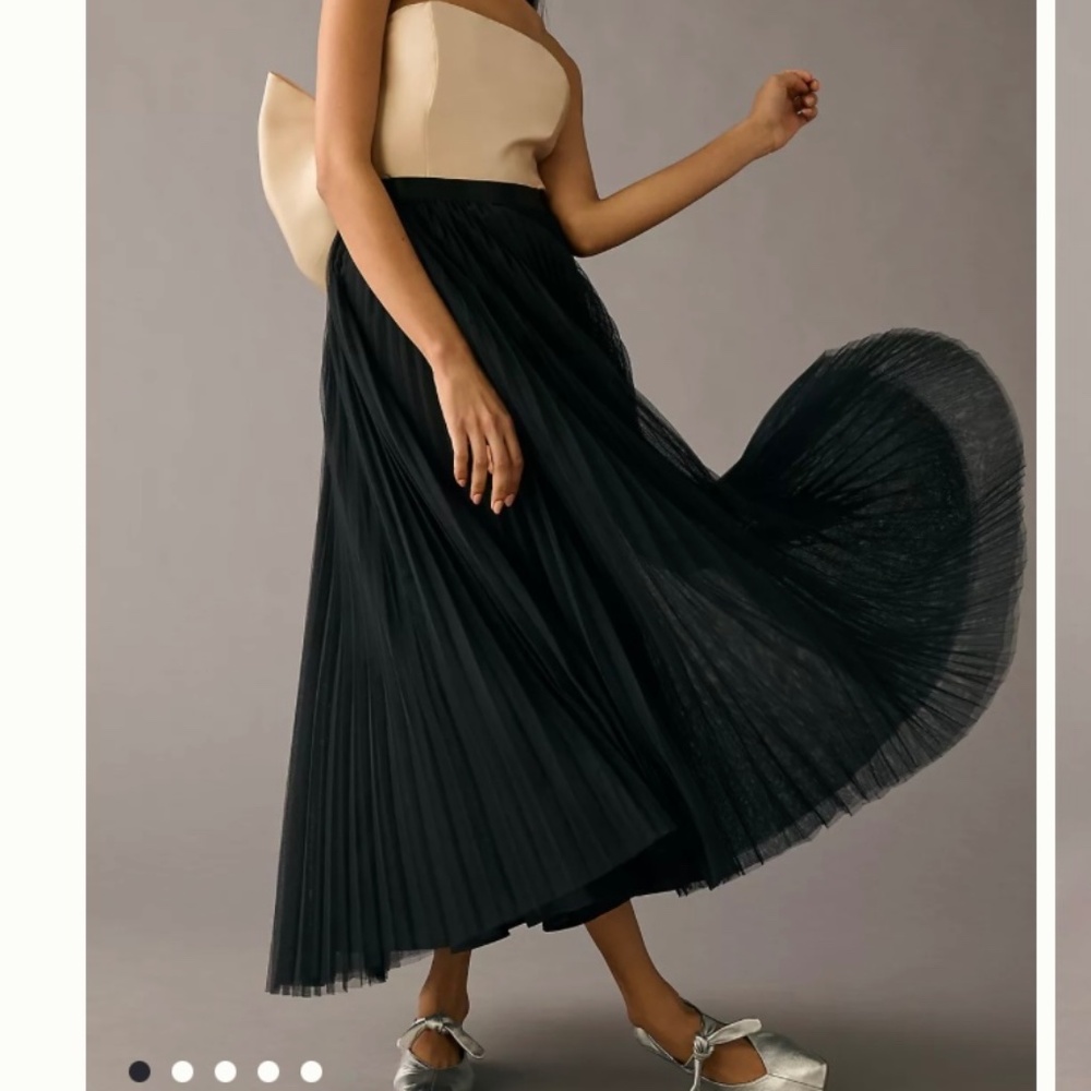 Anthropologie Hutch Black Pleated Tulle Skirt